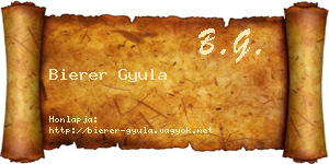 Bierer Gyula névjegykártya